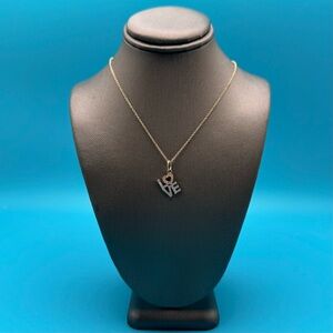 Tiffany & Co Love Diamond 18k Rose & White Gold Necklace 0.12 ct 20"